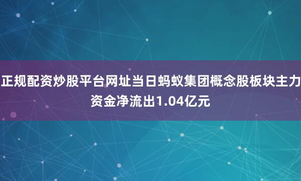 正规配资炒股平台网址当日蚂蚁集团概念股板块主力资金净流出1.04亿元