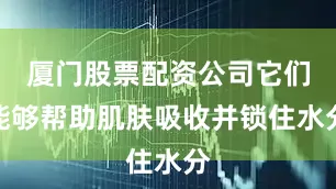 厦门股票配资公司它们能够帮助肌肤吸收并锁住水分